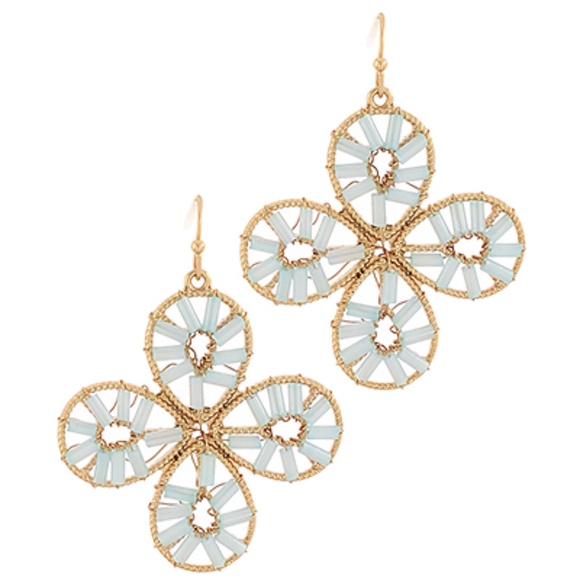 Seedbead Flower Drop Earrings - Picture 2 of 2